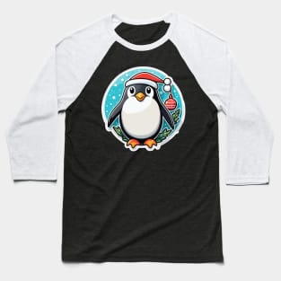 Penguin Christmas Illustration Baseball T-Shirt